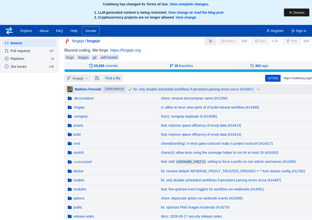 Codeberg (Gitea) project page skinned as Bitbucket