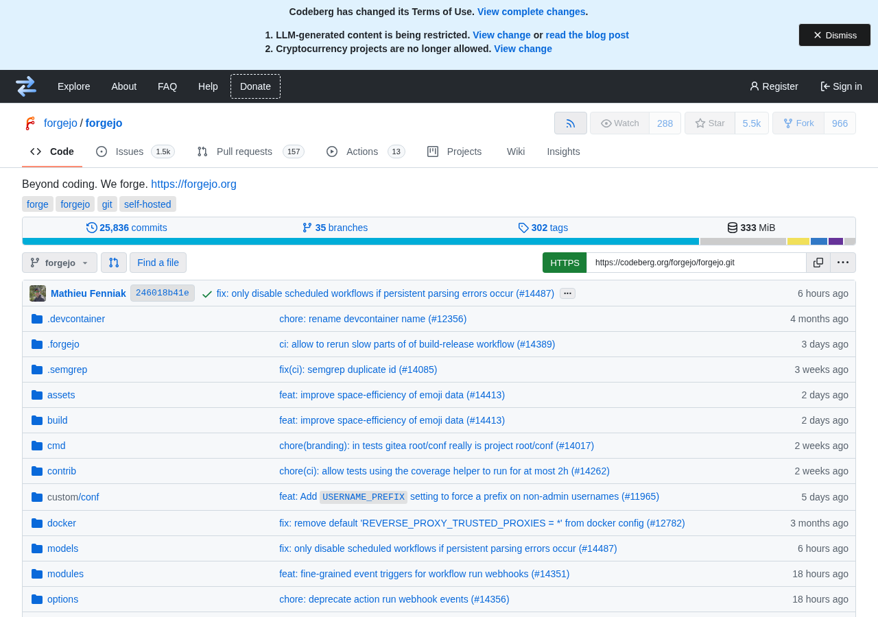 Codeberg (Gitea) project page skinned as GitHub